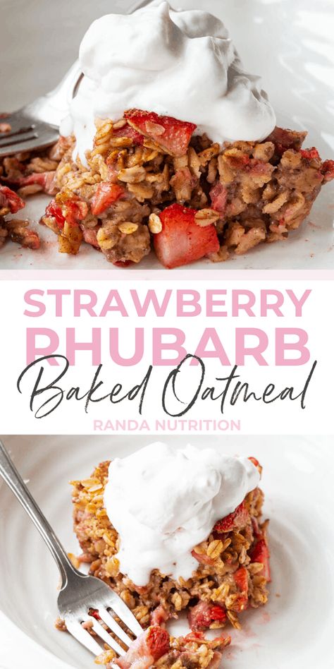 Rhubarb Baked Oatmeal, Healthy Rhubarb Recipes, Strawberry Rhubarb Recipes, Rhubarb Oatmeal, Oatmeal Crisp, Baked Oatmeal Recipe, Rhubarb Desserts, Baked Oatmeal Recipes, Summer Breakfast