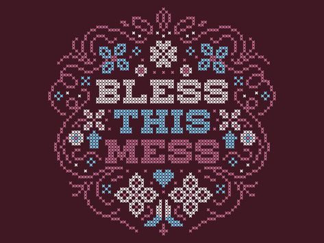 Bless This Mess cross stitch pixel floral typography Bless This Mess Tattoo, Bless This Mess Cross Stitch, Typography Cross Stitch, Cross Stitch Graphic Design, Cross Stitch Quotes Patterns Free, Bless This Mess, Cross Stitch Quotes Inspirational, Cross Stitch Charts Free Pattern, Cross Stitch Designs Free