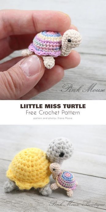 Crochet Turtle Pattern Free, Crochet Turtle Pattern, Crochet Toys Free, Micro Crochet, Crochet Turtle, Pola Amigurumi, Turtle Pattern, Knitted Items, Crochet Animals Free Patterns