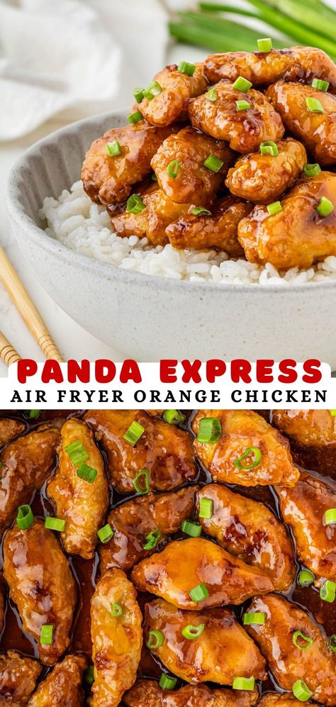 Copycat Orange Chicken, Panda Express Orange Chicken Recipe, Homemade Crispy Chicken, Crispy Chicken Bites, Panda Express Orange Chicken, Orange Chicken Sauce, Kfc Chicken Recipe, New Air Fryer Recipes, Homemade Chinese