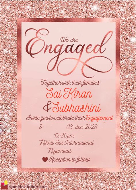 Indian Engagement Invitation, Engagement Invitation Card, Wedding Invitation Cards Online, Online Invitation Card, Name Edit, Indian Engagement, Engagement Invitation Cards, Online Invitation, Invitation Maker