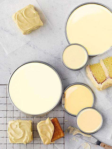 With colors so delicious you could eat them, the lighter end of the yellow color spectrum tends to be for anyone looking for a color that won’t overpower: http://www.bhg.com/decorating/color/paint/yellow-paint-colors/?socsrc=bhgpin031814buttercreamyellow&page=2 Yellow Paint Colors, Farmhouse Paint Colors, Farmhouse Paint, Yellow Paint, Interior Paint Colors, Paint Palette, Yellow Painting, Paint Colors For Home, Mellow Yellow