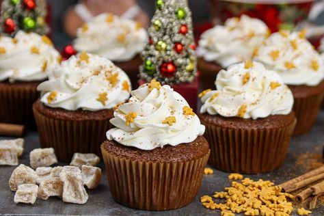 Gingerbread Latte Cupcakes | Pastry Tales Happy Wednesday Christmas, Gingerbread Latte Cupcakes, Wednesday Christmas, Starbucks Holiday Drinks, Gingerbread Cupcakes, Gingerbread Latte, Starbucks Holiday, Vanilla Whipped Cream, Whipped Cream Frosting