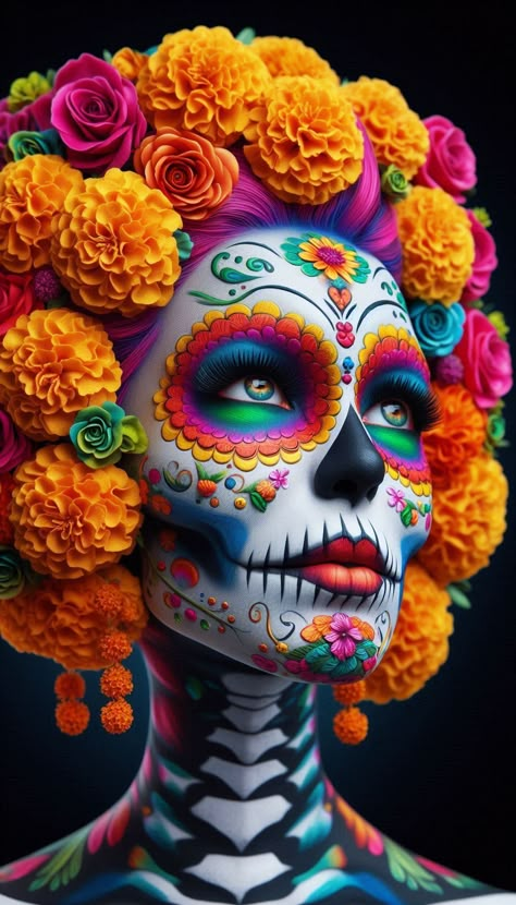 Catrina Costume, Catrina Makeup, Mexican Halloween, Dia De Los Muertos Decorations Ideas, Mexican Culture Art, Sugar Skull Makeup, Face Art Makeup, Mexican Skulls, Mexico Art