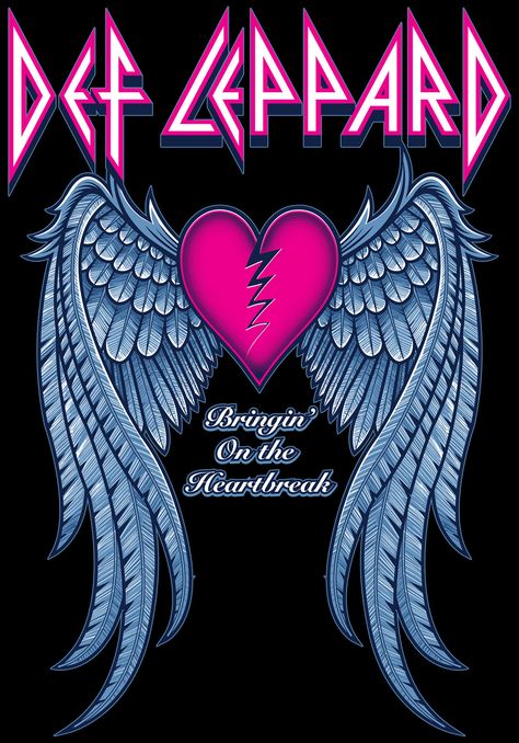 Def Leppard "Bringin' on the Heartbreak" on Behance Def Leppard Tattoo, Def Leppard Art, Def Leppard Poster, Def Leppard Wallpaper, 80s Aesthetic Wallpaper, Def Leopard, Harley Davidson Artwork, Beautiful Summer Wallpaper, Purple Gothic