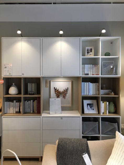 Ikea EKET Storage Combination £585 Eket Ikea Insert, Eket Ikea Office Ideas, Ikea Eket Storage, Ikea Eket Combination, Eket Storage Combination, Ikea Storage Combination Ideas, Eket Home Office, Eket Wall Mounted Ideas, Ikea Eket Office