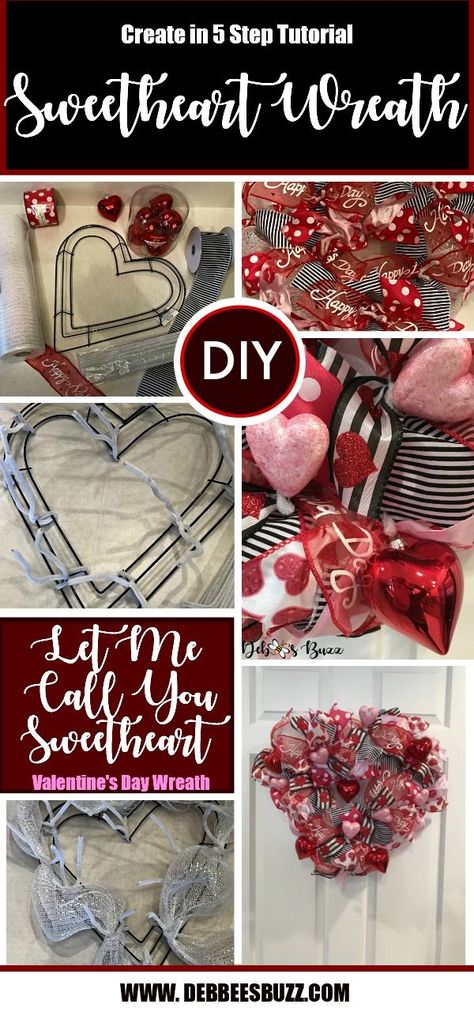 Create a charming heart-shaped deco mesh and ribbon wreath for Valentines Day to decorate your home or give as a gift to someone special. Valentine Wreath Craft, Heart Wreath Diy, Wreaths Mesh, Valentine Mesh Wreaths, Ribbon Wreath Diy, Couronne Diy, Saint Valentin Diy, Diy Valentines Day Wreath, Valentine Wreath Diy