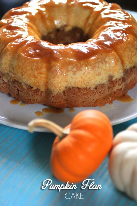 Flan Bundt Cake, Pumpkin Flan Cake Recipe, Pumpkin Cake Mix, Pumpkin Flan, Caramel Flan, Savory Cakes, Flan Cake, Resipi Kek, Flan Recipe