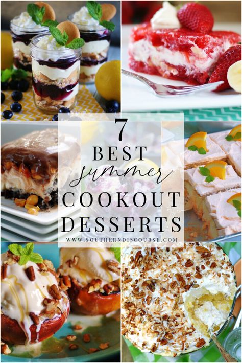 7 BEST Summer Cookout Desserts - southern discourse Summer Cookout Desserts, Louisiana Dirty Rice, Strawberry Jello Salad, Easy Southern Recipes, Cookout Desserts, Different Desserts, Cookout Side Dishes, Southern Cooking Recipes, Dirty Rice