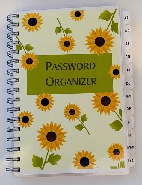 Personalized Password Book Website Address Book Journal with Tabs A-Z Spiral Bound Sunflower Personalized Gifts Computer Password, Book Website, Password Book, Hardbound Book, Wire Spiral, Password Books, Address Book, Online Security, Planner Organization