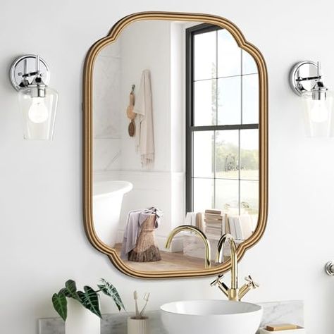 Sink Wall Decor, Corner Mirror, Gold Wall Mirror, Mirror For Wall, Rectangular Wall Mirror, Gold Mirror Wall, Mirror For Bathroom, Wood Framed Mirror, Corner Wall