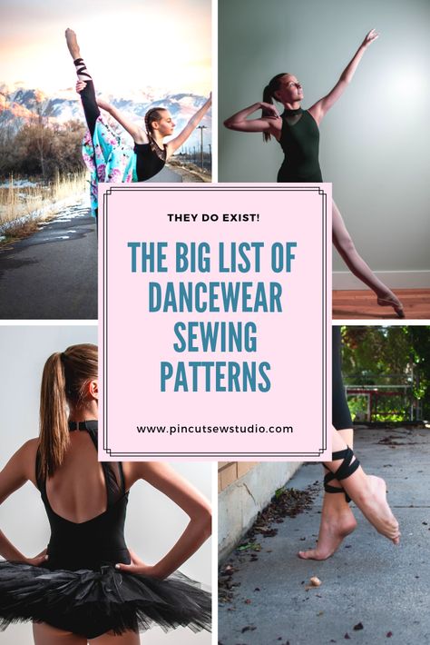 Dancewear Patterns: They DO Exist! Click over to see my big list of dancewear patterns, for ballet to Irish dance and everything in between. — Pin, Cut, Sew Studio. #sewing, #dancewear #leotardpattern #patterns #howtosew How To Sew Dance Costumes, Leotard Pattern Sewing, Dance Costume Patterns Free, Workout Sewing Patterns, Diy Leotard Pattern, Sewing Workout Clothes, Dance Leotard Pattern, Ballet Sewing Patterns, Dancewear Sewing Patterns