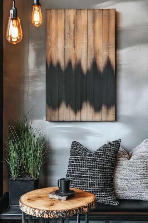 "Turn old wood into stunning decor with DIY Reclaimed Wood Wall Art! 🛠️🪵 Perfect for adding rustic charm and creativity to your walls. 🌟✨ #ReclaimedWood #DIYProjects #WallArt" Reclaimed Wood Wall Art Diy, Pallet Wall Art Ideas, Diy Wood Wall Art Decor, Diy Large Art For Wall, Burnt Wood Projects, Pallet Art Diy, Diy Reclaimed Wood Wall, Diy Wood Decor, Diy Wood Wall Decor