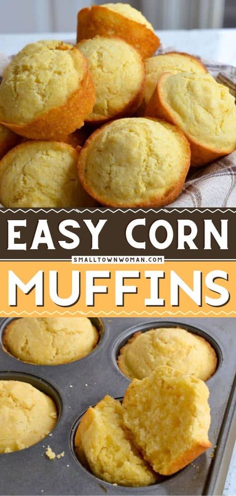 Soft and moist corn muffins that is crispy on the outside! From start to finish they are done in less than thirty minutes and stay fresh for days. This easy side dish goes great with all of your favorite Southern dishes! Save this quick and easy recipe! Homemade Corn Muffins, Sweet Corn Muffins, Homestead Cooking, Chili Stew, Homesteading Life, Cornmeal Muffins, Roast Meat, Stew Soup, Easy Corn