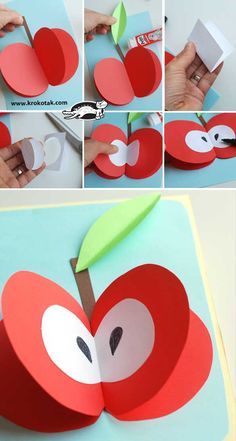 3D Paper FRUITS A For Apple Craft Preschool, Pom Pom Classroom Decor, Paper Fruit, Fruit Crafts, Apple Craft, Apple Activities, Children Activities, Apple Decorations, Apple Art