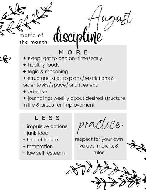 use this sheet as a reminder all month, print it out/Pin it, set your own goals! 

August, discipline, monthly goals, monthly motto, healthy living, growth mindset, self-development Goals For August, Daily Weekly Monthly Goals, August Monthly Reset, Monthly Priorities Ideas, Self Growth Monthly Challenge, Setting Monthly Goals, 2024 Monthly Goals, Goals For Each Month, August Wellness Month