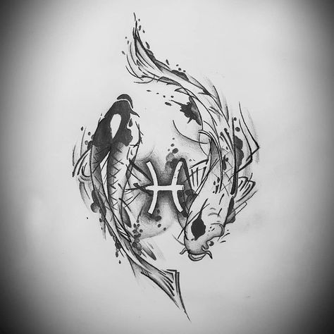 Pisces Fish Tattoo For Men, Picies Tattoos Men, Ying Yang Pisces Tattoo, Pices Tattoo Design, Pisces Neck Tattoo, Pisces Tattoo Men, Pisces Tattoo Designs Men, Koi Fish Pisces Tattoo, Pisces Tattoo For Men