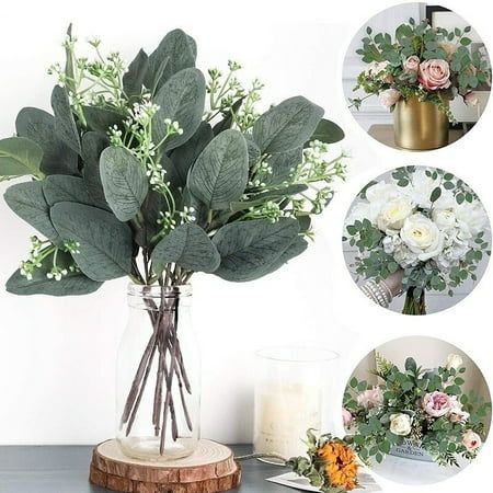 Diy Floral Arrangements Wedding, Faux Greenery Decor, Floral Bouquets Wedding, Table Centerpiece Decorations, Greenery Decor, Feuille Eucalyptus, Holiday Greenery, Eucalyptus Branches, Artificial Eucalyptus