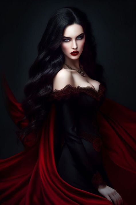 Female Vampire, Vampire Art, Chique Outfits, Gothic Beauty, Arte Fantasy, Gothic Girls, Dark Beauty, Beautiful Fantasy Art, Red Eyes