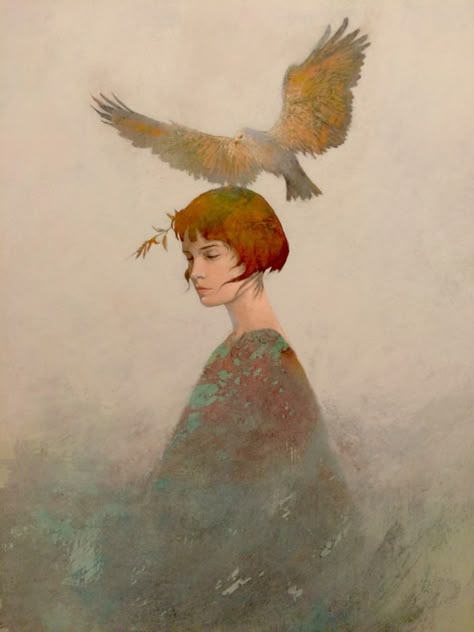 2020 April 13, Arte Fantasy, 판타지 아트, Art Abstrait, Figure Painting, Figurative Art, Bird Art, Portrait Art, Beautiful Paintings