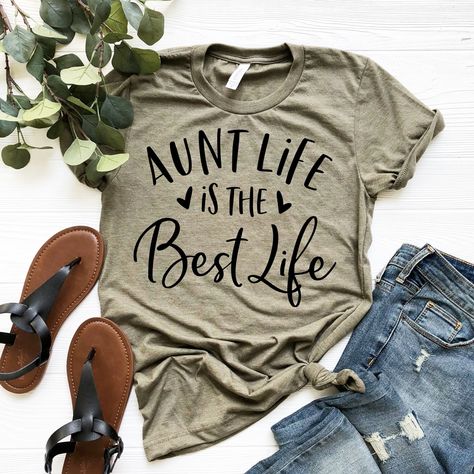 Aunt Life is the Best Life - Aunt Shirt, Gift for Auntie TShirt, Funny Aunt Tee Shop with Confidence! We are a 5-Star Rated Shop operating since 2015! Price is Per Shirt- here's how to order: 1. Select your shirt design, color & size in the drop down menu. 2. Click Add to Cart, then go back and repeat for each shirt. SIZING: * Tees are Unisex, classic fit. Please refer to size chart in listing photos for details. * Easy measuring tip: Take your favorite shirt, lay it on a flat surface and measur Best Aunt Gifts, Auntie Things, Aunt Announcement, Aunt Tshirt, Cold Sweatshirt, Kids Valentines Shirts, Baby Aunt, Cool Aunt, Aunt Shirt