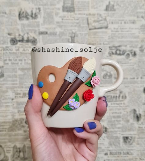 #handmadewithlove #madeinserbia #loveatfirstsight #creativeminds #huginamug #cupofjoy #prettylittlething #polymerclaymug #polymerclayart #colourpalette #artistmug #awesomegifts #endlessentertainment Mug Clay Diy, Coffee Mug Clay Art, Clay On Mugs Diy, Polymer Mugs Ideas, Polymer Clay Coffee Mugs, Mouldit Clay Crafts, Polymer Mug, Polymer Clay Christmas Mug, Polymer Clay Mug Coffee Cups