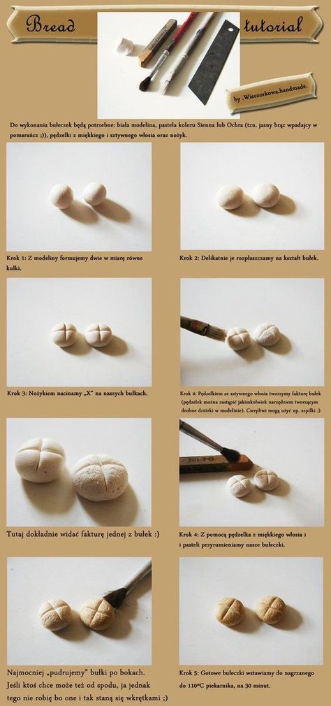 Bread Tutorial, Miniature Food Tutorials, Easy Polymer Clay, Accessoires Barbie, Fimo Polymer Clay, Diy Doll Miniatures, Tanah Liat, Polymer Clay Diy, Polymer Crafts