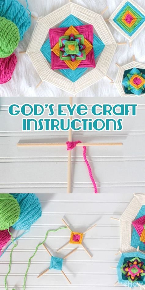 God's Eye Craft, Unicorn Cards, Easy Yarn Crafts, Tent Living, God's Eye, Numbers Game, Craft Easy, Van Conversions, Diy Yarn Crafts