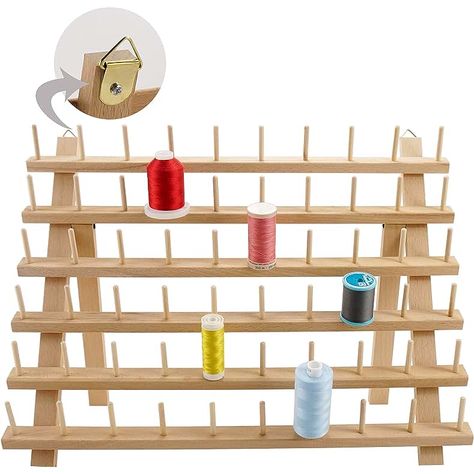 Amazon.co.uk : wooden sewing thread rack Thread Rack, Sewing Desk, Sewing Room Storage, Spool Holder, Hanging Closet Organizer, Machines Fabric, Thread Holder, Rack Design, Thread Spools