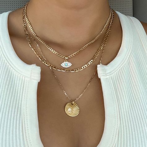 Did someone say sale? All of these babies are 15-20% off 🫶🏽 you don’t want to miss this #shopsmall Rachel Zane Jewelry, Evil Eye Necklace Layering, Gold Or Silver Jewelry Skin Tone, Gold Stacked Necklaces, Necklace Combo, Stacked Necklaces, Jewelry Accessories Ideas, Dope Jewelry, Jewelry Essentials