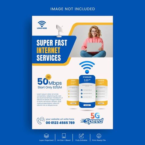 Vector internet service and wifi connect... | Premium Vector #Freepik #vector Internet Poster Design, Internet Packages, Poster Template Design, Internet Service Provider, Internet Providers, Ad Design, Poster Template, Brochure Design, Sale Design