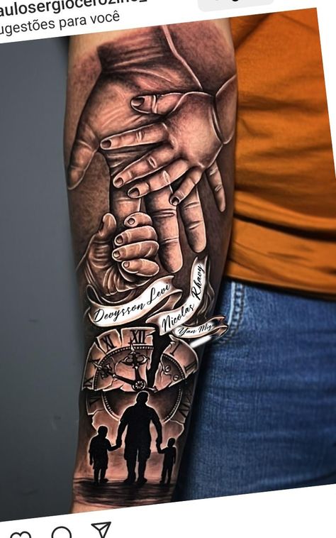 Forarm Tattoos Mens, Tattoo Pierna, Family Tattoos For Men, Dad Tattoo, Men Tattoos Arm Sleeve, Forarm Tattoos, Tattoo For Son, Dad Tattoos, Dark Art Tattoo