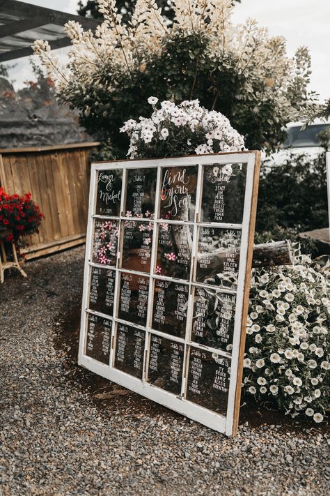 Old Window Frame Wedding Decor, Old Window Signs Wedding, Old Window Table Seating Chart, Old Window Wedding Signs, Old Window Wedding Seating Chart, Wedding Signs Window Pane, Window Seating Chart, Table List Wedding Seating Charts Old Windows, Window Frame Decor