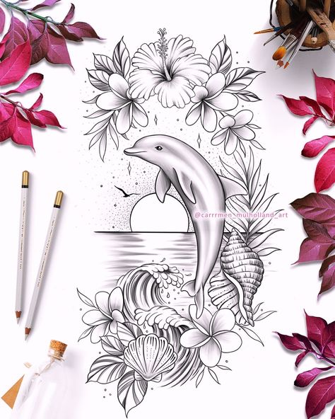 Dolphin tattoo designs 🐬🐬🐬 (both are sold) DM me to order your own custom design 💙🦋 No copying or tattooing of my #artwork please 🙏 If you order a custom design from me, it will be yours to wish as you please, may that be for art in your home / printing or tattooing. (Yes, that means you can take the design to a local artist of your choice to tattoo the design for you). I do not sell multiples copies of my art. I do once off sales only 🦋 #dolphin #art #tattoodesigns #tattoodesigner #dolphi... Dolphin Memorial Tattoo Mom, Dolphin Tattoo Stencil, Dolphin Tattoo Design, Memorial Tattoos Mom, Tattoo Mermaid, Dolphin Tattoo, Dolphins Tattoo, Dolphin Art, Pretty Tattoos For Women