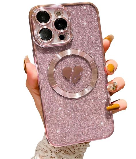 【For iPhone 15 Pro Max Magnetic Case】Plating love heart glitter Magnetic phone case which is specially designed for iPhone 15 pro max (6.7 Inch), it is compatible with MagSafe accessories. Support wireless charging. 【Plating Love Heart Magnetic Glitter Case】The luxury electroplated love heart bling glitter patterns, Clear case bling gardient glitter paper so that the glitters will never fade or flake off and always stay bling. Magnetic case is unique and special Style. Iphone 15 Pro Max Cover, Iphone 15 Pro Max Pink, Iphone 15 Pro Max Cases Aesthetic, 15 Pro Max Case, Iphone 15 Pro Max Phone Case, Iphone 15 Pro Case, Iphone 15 Pro Max Case, Iphone 15 Case, Iphone Comparison