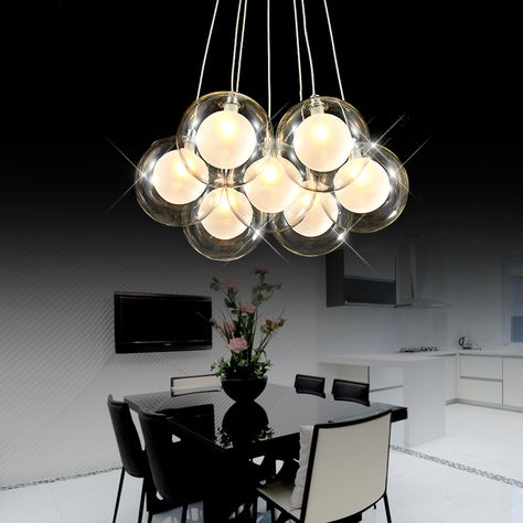 Deco Living Room, Pendant Light Styles, Double Deck, Diy Lamp, Chandelier Lamp, Beautiful Lamp, Metal Lighting, Glass Ball, Baku