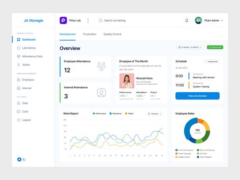 Managie - Employee Management Dashboard 💼 by Arfi Maulana ⚡️ for Picko Lab on Dribbble Employee Dashboard, Employee Management System, Uxui Design, Desain Ux, Work Planning, Performance Dashboard, Performance Management System, Project Dashboard, Employee Performance