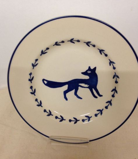 Emma Bridgewater Mark Herald Blue Fox 8.5 inch Plate 2005 Mark Hearld, Banner Inspiration, Emma Bridgewater Pottery, Porcelain Print, Linoleum Print, Wine Gift Boxes, Fox Hunting, Emma Bridgewater, Ceramics Pottery Art