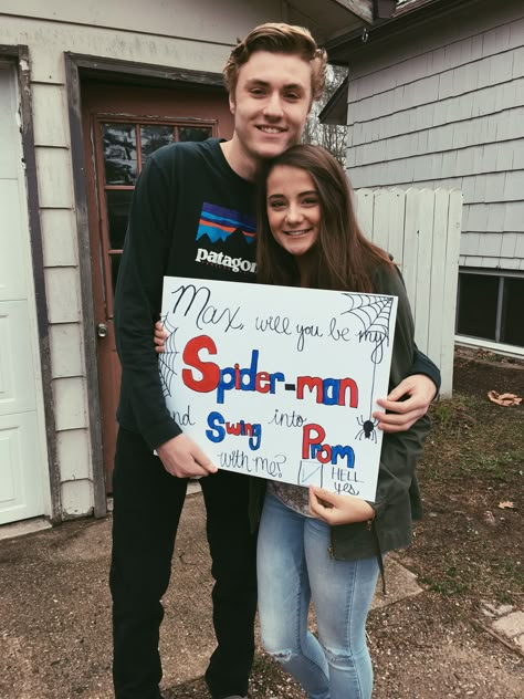 Homecoming Signs Spiderman, Homecoming Proposal Spiderman, Transformers Promposal, Spider Man Prom Proposal, Spider Man Dance Proposal, Iron Man Promposal, Spider Man Promposal Ideas, Spiderman Sadies Proposal, Spider Man Prom Dress