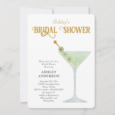 Martini Bridal Shower Invite, Cocktail Shower Invitation | #summerbridalshowerinvitation #bacheloretteweekendinvitation #cocktailbridalshowerinvitation #beachbridalshowerinvitation #martinibridalshowerinvitation #cocktailpartybridalshower #dirtymartinibridalshowerinvitation #martinibridalshower #girlsnightoutbridalshower Martini Bridal Shower Theme, Martini Bridal Shower Ideas, Ashley Anderson, Bachelorette Party Invitations, Bach Party, Romantic Garden, Bridal Shower Theme, Party Outfits, Bridal Shower Invitation