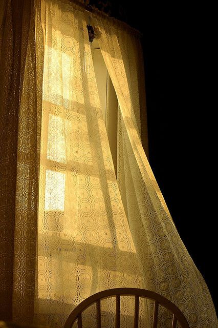 The Setting Sun, Looking Out The Window, Setting Sun, Window View, Yellow Aesthetic, Through The Window, Curtain Designs, Morning Light, Slow Living