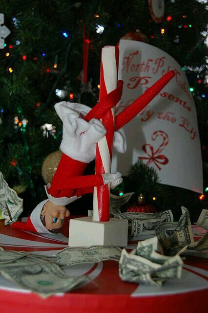 Candy cane stripper elf Bad Elf, Awesome Elf On The Shelf Ideas, Elf Antics, Christmas Preparation, Elf On The Shelf Ideas, An Elf, Keto Breakfast, Shelf Ideas, Christmas Activities