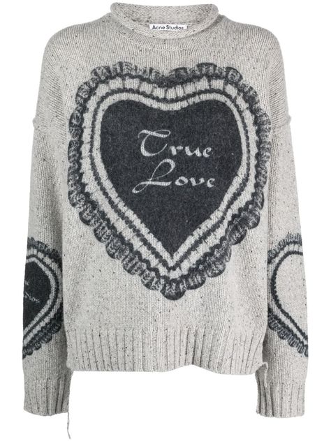 Acne Studios logo-print Jumper - Farfetch Cropped Wool Sweater, Cable Knit Jumper, Lace Camisole, Cable Sweater, Wool Blend Sweater, Printed Sweater, Knitwear Women, Red Sweaters, Jumpers For Women