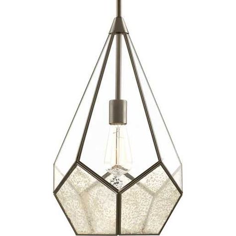 Cinq Collection One-Light Pendant | Brand | Progress Lighting Antique Mirror Glass, Geometric Pendant Light, Transitional Pendant Lighting, Single Pendant Lighting, Pendant Fixture, Progress Lighting, Bear Lake, Mini Pendants, Bronze Pendant