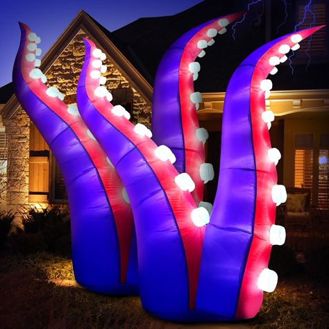 PRICES MAY VARY. 【Amazing Halloween Inflatable Decorations】Embrace the season with a Halloween Inflatable octopus tentacles. This captivating blow-up octopus tentacles builts in 36 LED lights, setting a truly chilling ambiance. Get ready to thrill and delight your neighbors and guests. It's time to host a scare-filled party for all the trick-or-treaters! 【Excellent Craftsmanship】Our Halloween inflatable decor is crafted with exceptional attention to detail. It is constructed using double-coated Halloween Party Outdoor, Holiday Yard Decorations, Octopus Decor, Octopus Tentacles, Inflatable Decorations, Halloween Inflatables, Up Halloween, Trick Or Treater, Lawn Decor