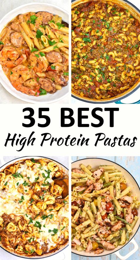 This collection of high protein pasta recipes will help you enjoy your favorite comfort food while still hitting your macros. Easy High Protein Pasta Dinner, How To Add Protein To Pasta, High Protein Pasta Lunch, Protein Pasta Lunch Ideas, High Protein Tortellini Recipes, High Protein Goulash, High Calorie Pasta Recipes, Italian Protein Recipes, High Protein Pasta Recipes Healthy