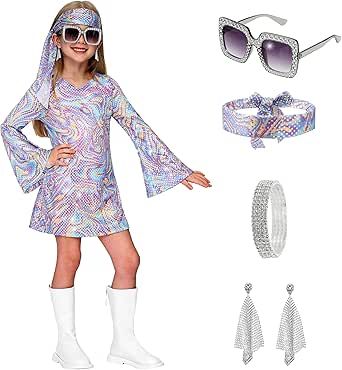 Spooktacular Creations Halloween Costume for Girls, Kids Disco Costume, Girls 70s Outfit, Kids Hippie Costume 70s Girl Costume, Disco Girl Costume, 70s Outfits Party, Decades Outfits, 70s Disco Costume, 70s Outfit, 70s Girl, 70s Costume, Disco Costume