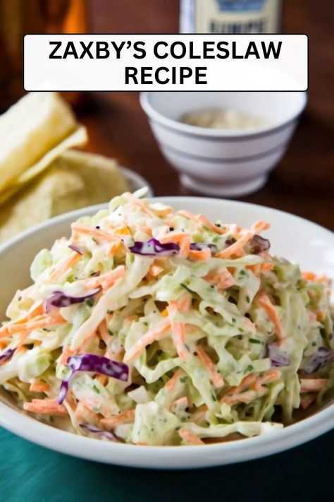 Zaxbys Copycat Coleslaw Recipe, Zaxbys Cole Slaw Recipe, American Fast Food, Slaw Recipe, Vegetarian Cabbage, Slaw Recipes, Famous Recipe, Coleslaw Recipe, Food Chain