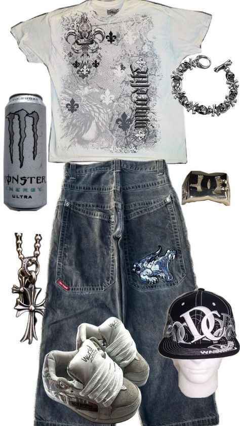 Cybersigilism Outfit, Skater Outfit Ideas, Affliction Clothing, Baggy Outfit Ideas, Street Style Outfits Casual, Cool Outfit Ideas, Cool Outfit, Baggy Clothes, Outfit Inspo Casual