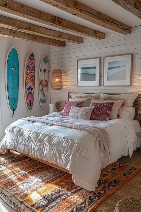 What’s up BEACHES? | Boho Beachy Bedroom 🌊🐚🧜‍♀️ | Facebook Curtains Aesthetic, Surf Room Decor, Coastal Bedroom Ideas, Beach Room Decor, Surf Room, Beachy Room Decor, Aesthetic Coastal, Beach House Bedroom, Coastal Room